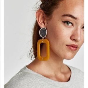 Zara yellow square earrings